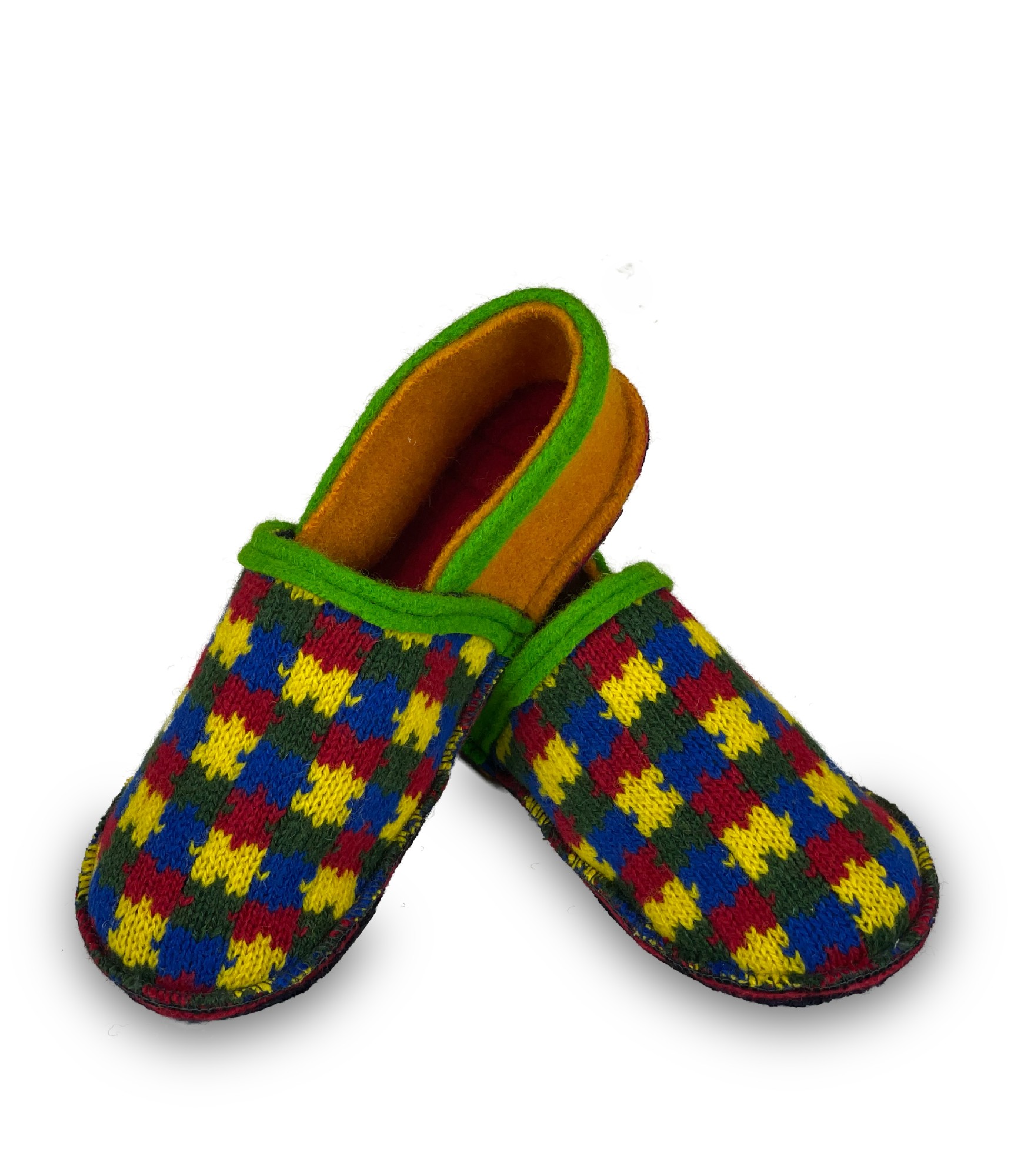 vilnonės šlepetės spalvingos raštuotos