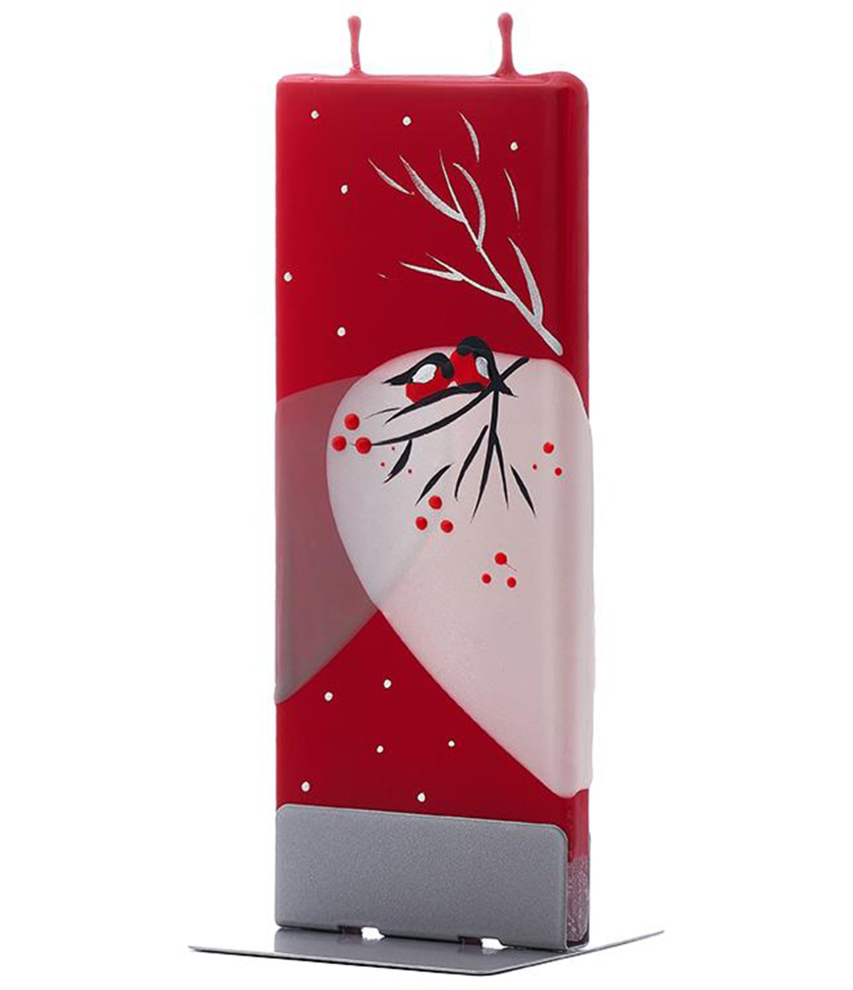 raudona kalėdinė žvakė sniegenos