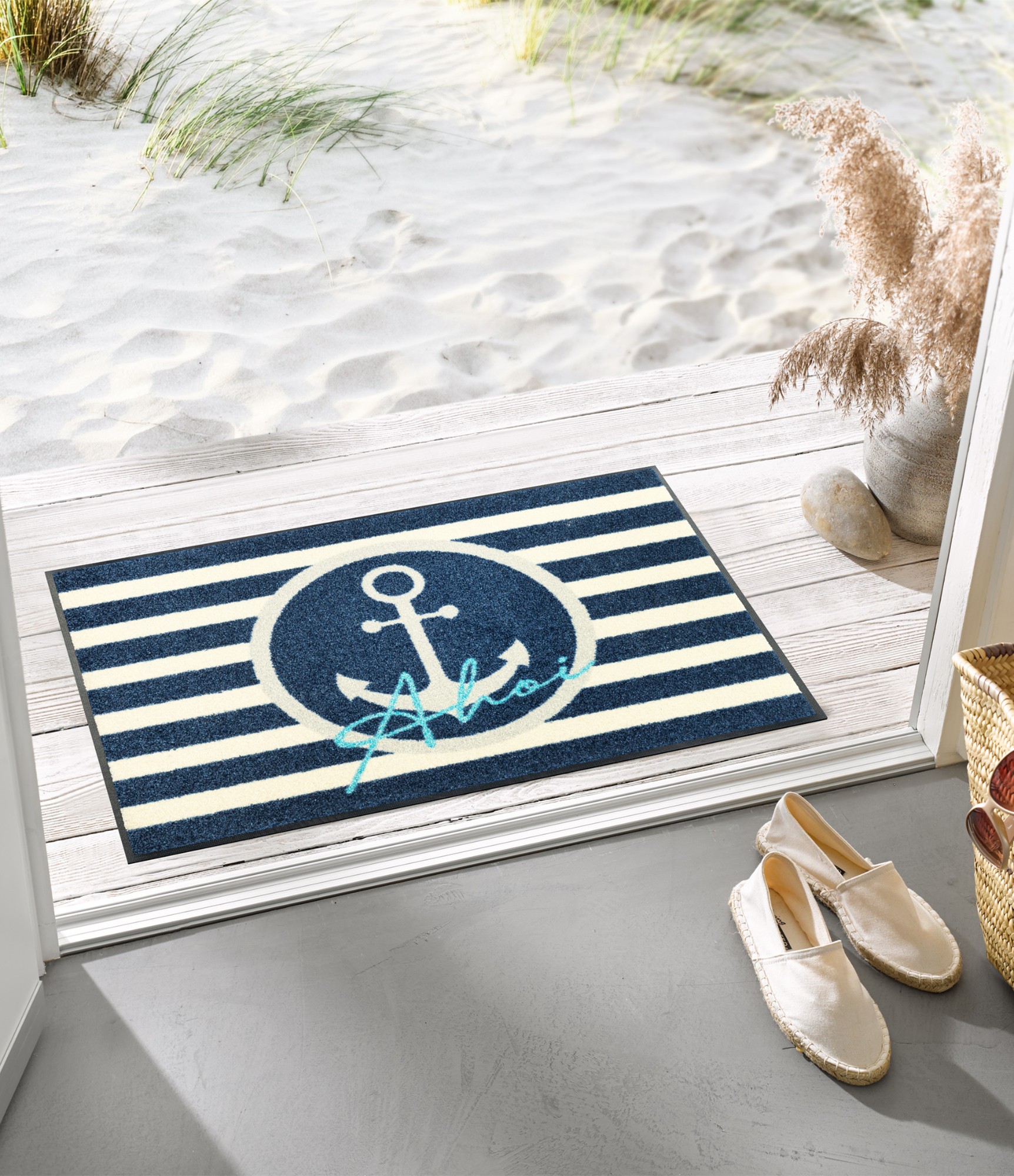 durų kilimėlis mėlynas inkariukas