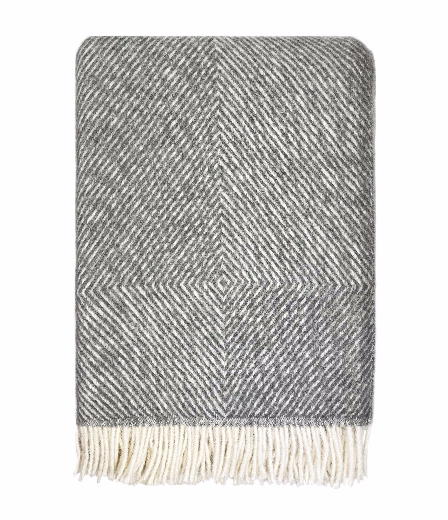 Pelēka vilnas pleds ar rombiem Scandimama Light Nordic Grey 0124
