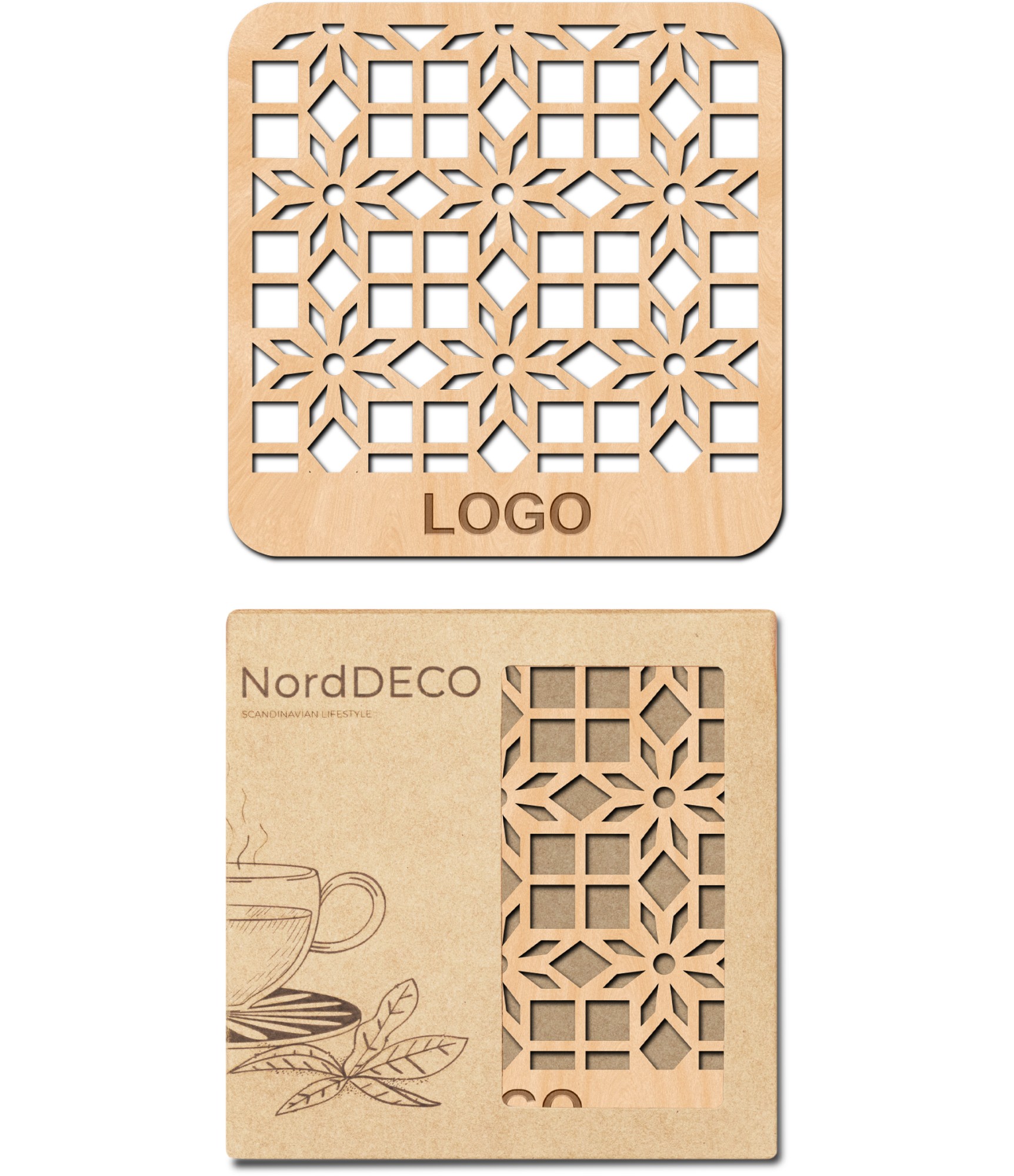 Mediniai padėkliuai Žemaičiai su logo ir kartoninė dėžutė