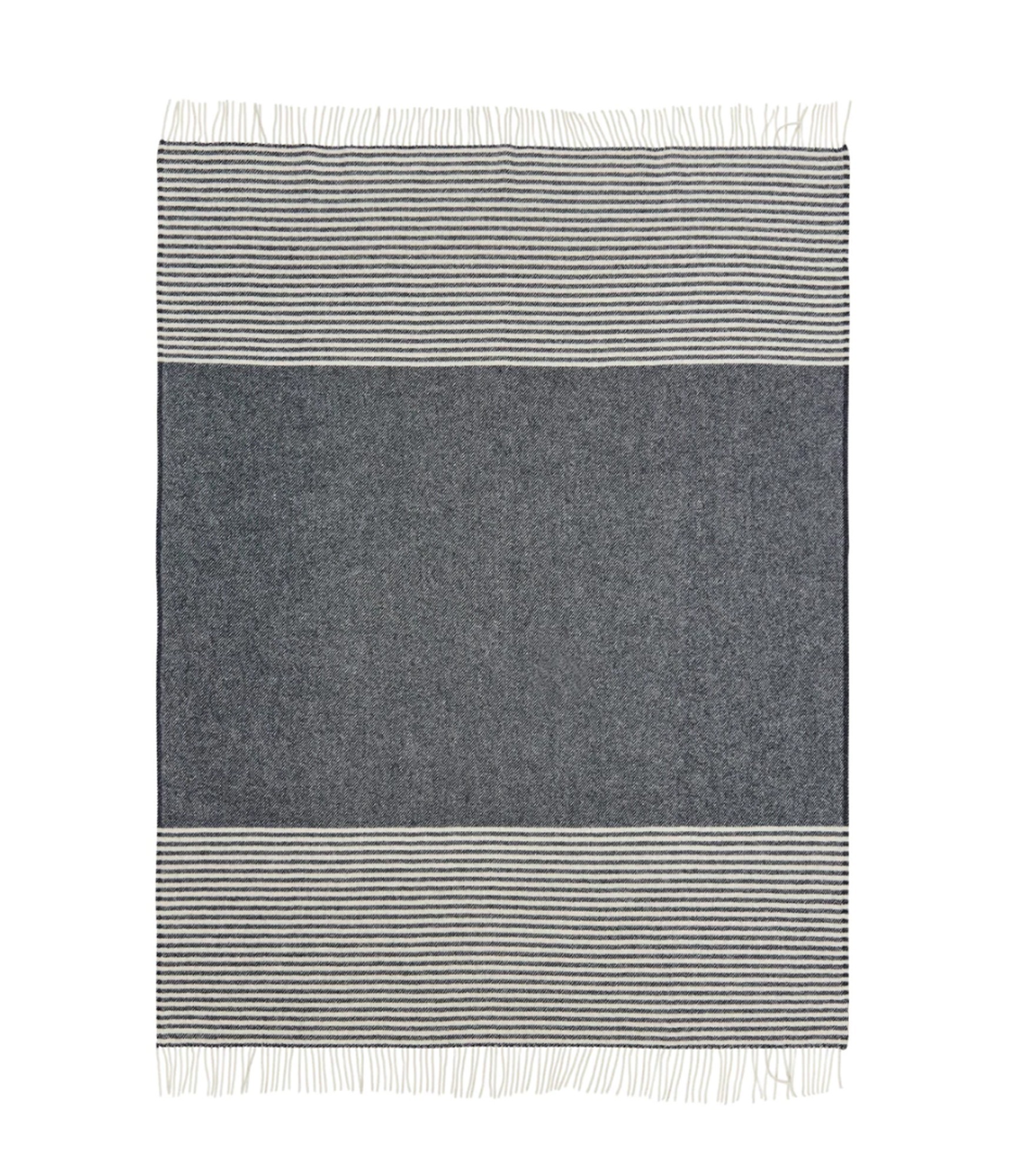 Zils vilnas pleds ar svītrām Scandimama Sailor Blue 0183