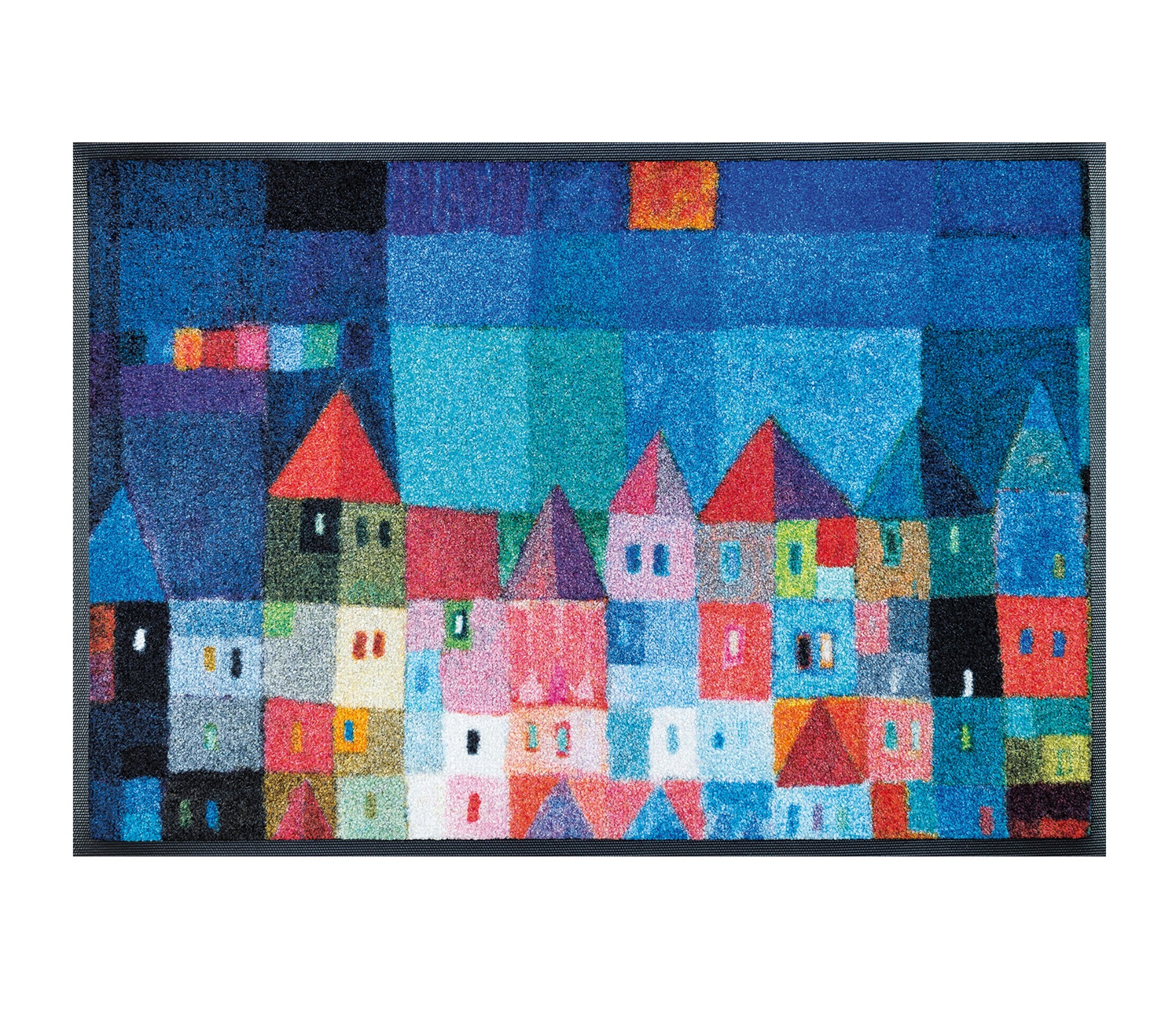 Durvju paklājs ar izšūtiem namiņiem Colourful Houses